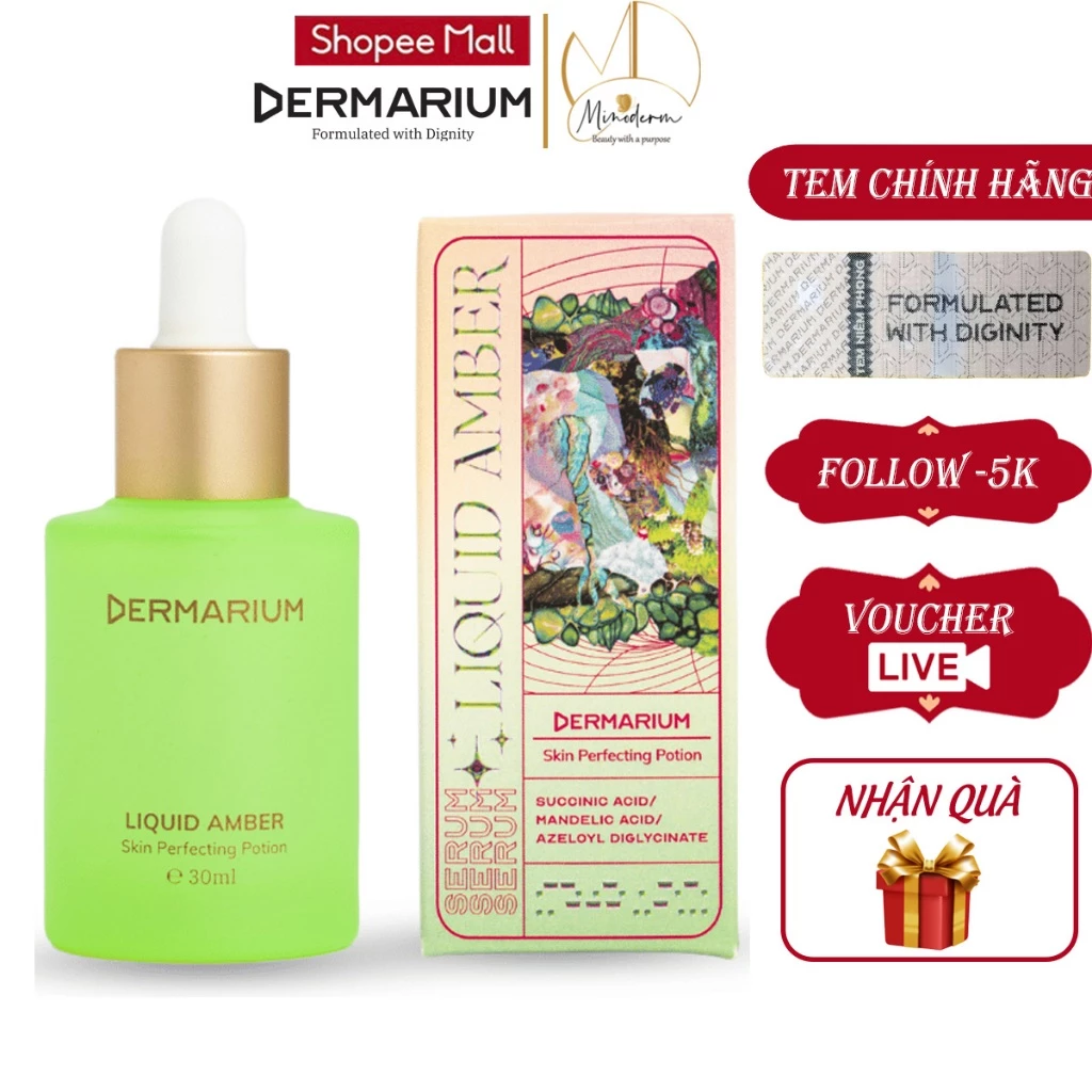 Serum Dermarium Liquid Amber tinh chất kiềm dầu, giảm viêm, hạn chế thâm mụn 10ml, 30ml