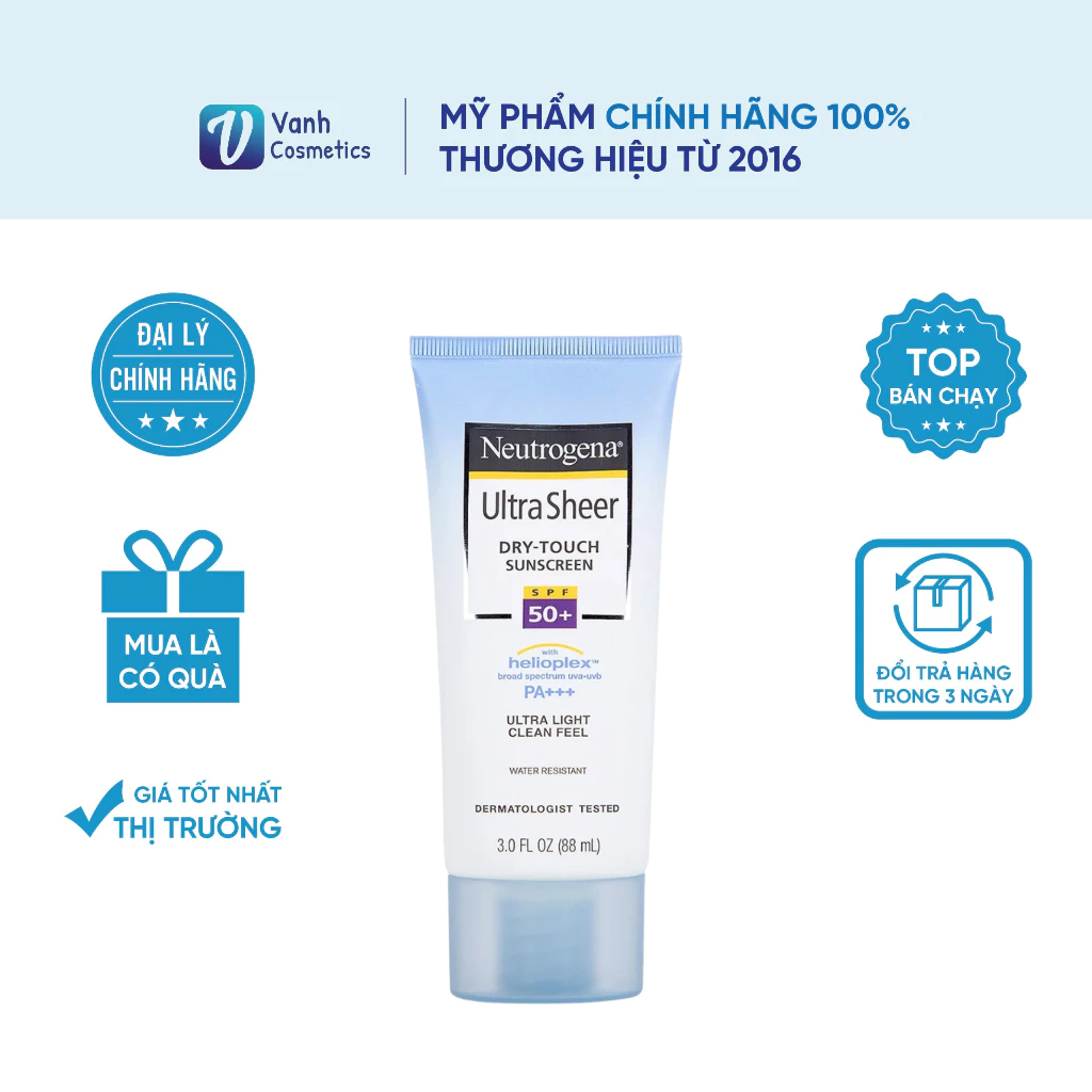 Kem Chống Nắng Neutrogena Ultra Sheer Dry Touch SPF50+ PA++++ 88ml - Vanh Cosmetics