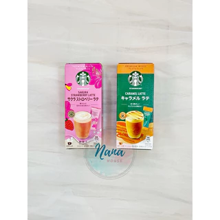 Cà Phê Hòa Tan Cao Cấp Starbucks Caramel / Sakura Strawberry Latte Hộp 4 Gói x 23g - bill hàng chuẩn ✈️ từ Nhật về