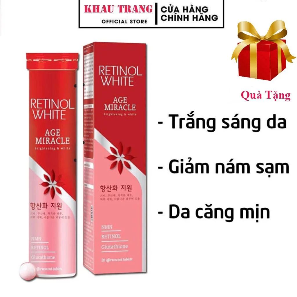 [CHÍNH HÃNG 100%] Viên sủi trắng da Retinol White bổ sung Collagen & Retinol giúp da căng mịn, giảm nám