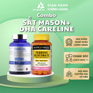 Combo 2 vitamin DHA/EPA Careline - Sắt hữu cơ Mason hỗ trợ sức khỏe cho mẹ bầu, mẹ sau sinh, người lớn