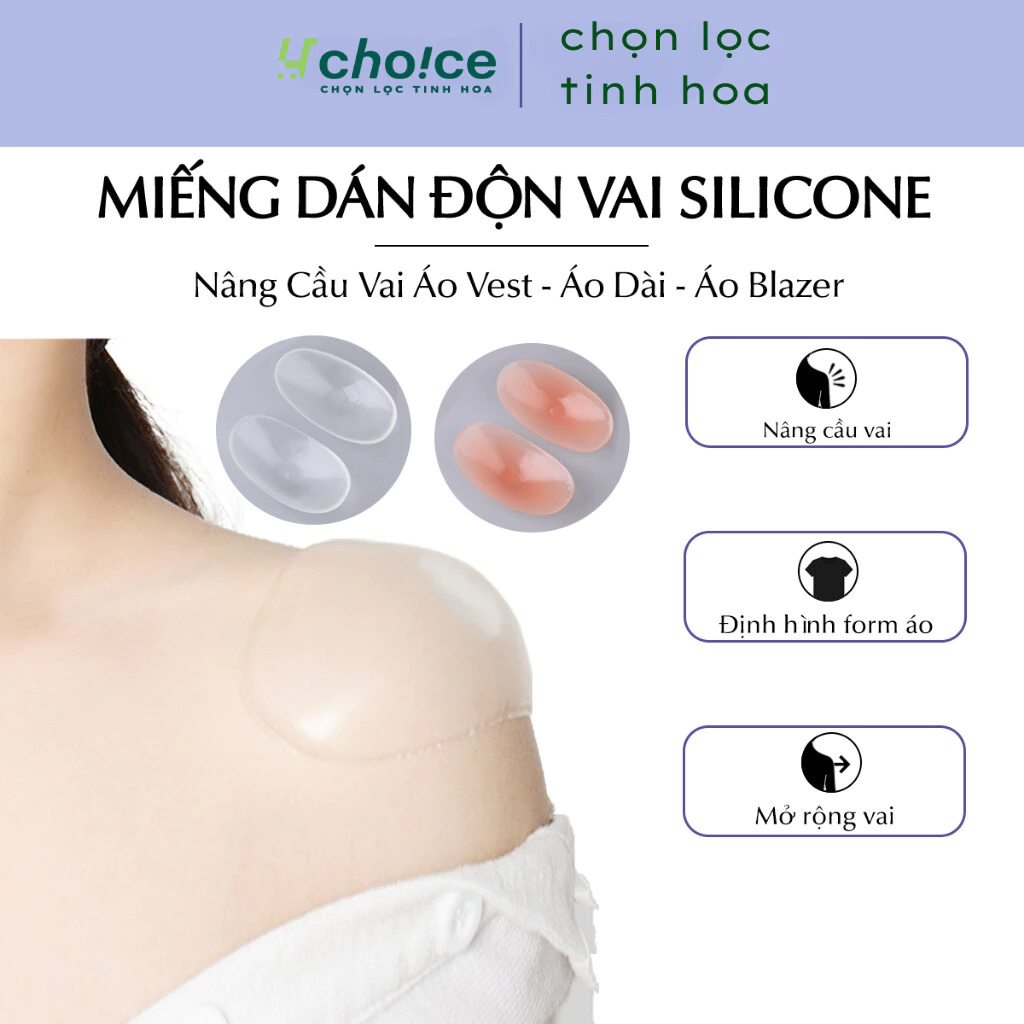 Miếng độn vai nam nữ dán độn vai áo vest bằng silicone Màu da và trong suốt Ova, định hình vai.
