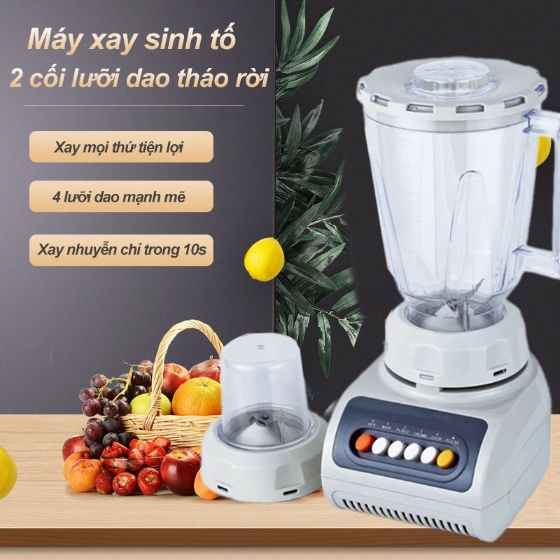 Máy xay sinh tố Sliver Crest 2 cối lưỡi dao tháo rời công suất 350W xay đồ khô, ngũ cốc mịn