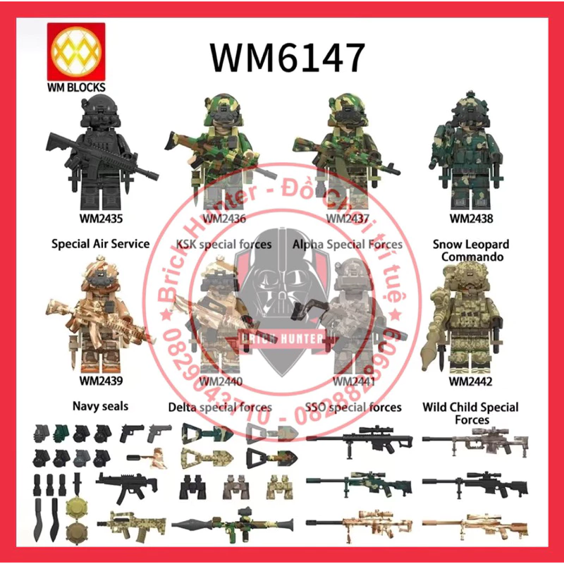 WM 6147 Army minifigures Special force mô hình lắp ráp lính đặc nhiệm thuộc các đơn vị nổi tiếng tinh nhuệ Mỹ Anh Nga