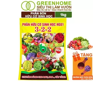 Phân Bón Hữu Cơ Greenhome, Better, Bao 1kg, Sinh Học Giúp Cây Khoẻ, Ổn Định, Sai Hoa, Đậu Trái