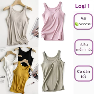 (Loại 1) Áo ba lỗ body sẵn mút ngực chất viscose siêu mềm mịn, thoáng mát