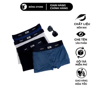 Quần Lót Nam Boxer Cạp ICON Chất Thun Lạnh Co Giãn 4 Chiều, Quần Sịp Đùi Nam Thoáng Khí Thấm Hút Mồ Hôi Tốt