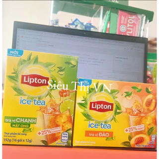 [NEW] Hộp Trà LIPTON Hòa Tan 2 Vị Chanh Mật Ong / Đào 16 gói x 12gr - DATE MỚI