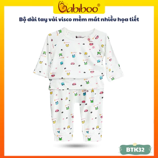 Bộ dài tay bé trai, bé gái BABIBOO chất Vải sợi gỗ tự nhiên, êm ái & mềm mịn ( 3,2 -12kg ) BTK32