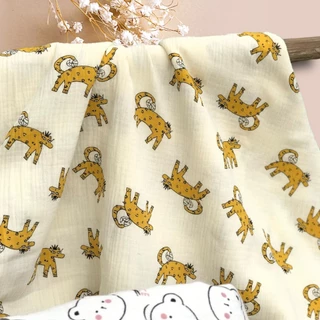 Vải xô muslin cao cấp 2 lớp, chất liệu cotton, họa tiết may khăn, chăn, đồ bộ cho bé cực xinh