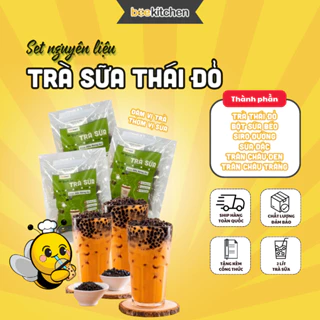 Set nguyên liệu pha Trà sữa Thái đỏ full topping Nhà Bee - thành phẩm 5-6 ly đậm vị