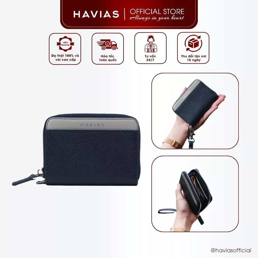 VERSA HAVIAS ví mini unisex thủ công da bò Saffiano Ý thật 100%