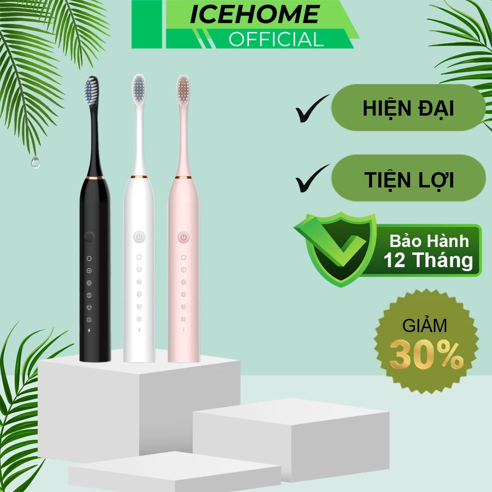 Bàn chải điện icehome icaros SH02 6 chế độ đánh sạc pin tích điện đầu bàn chải mềm mại