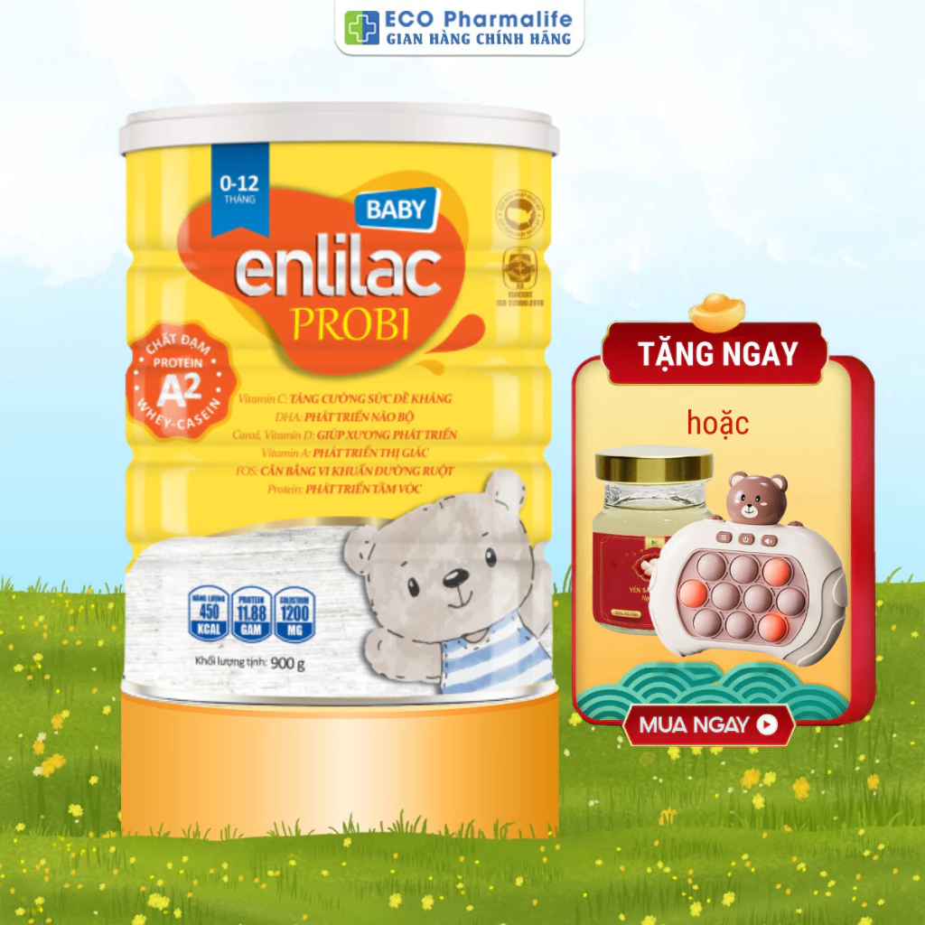 Sữa Bột Enlilac Baby Probi A2 - Phát triển toàn diện cho bé - Lon 900g