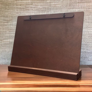 Bảng menu A3 gỗ để bàn bằng Plywood phủ veneer - đế gỗ Wenge GXHOME( Free khắc logo)