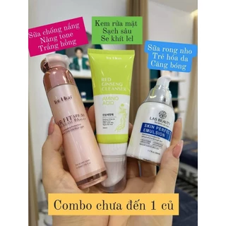 Combo bộ 3 sản phẩm thương hiệu The High (Kem rửa mặt, sữa chống nắng, Sữa dưỡng rong nho) giúp da căng bóng