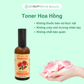Nước hoa hồng thảo mộc Ecobuff Việt Nam-Toner chiết xuất hoa hồng cấp ẩm, dưỡng sáng