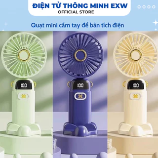 Quạt mini cầm tay để bàn tích điện🔥Freeship🔥Quạt cầm tay mini tích điện pin 6000mah nhỏ gọn 5 tốc độ gió siêu mát