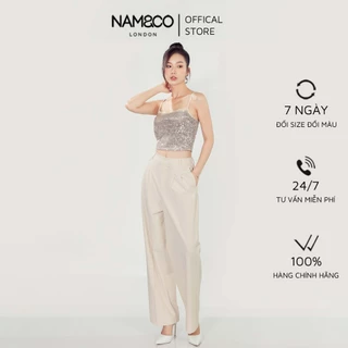 Quần dài ống suông nữ Namandco thiết kế đai 2 bên hông vải mềm size S,M,L,XL màu be,be đậm NT0158