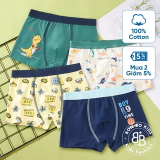 (Bon Bo Kids) Set 4 Quần Chip Bé Trai CDBT01, Quần Lót Bé Trai 24-50kg, Kháng Khuẩn, 100% Cotton an toàn cho bé