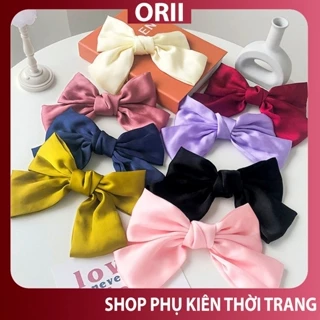 Kẹp tóc hình nơ ,kẹp tóc nơ ,ORII Cột tóc nơ lớn vải satin lụa phong cách Hàn quốc dễ thương.