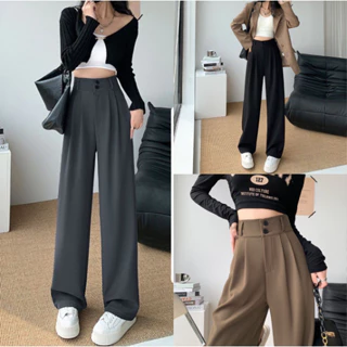 Quần Ống Suông Nữ TOTOSA Cạp Cao To Bản Culottes Phong Cách Hàn Quốc TT6