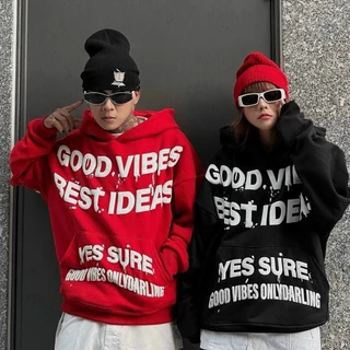 Áo Hoodie Uniex Rông, in Nổi Chữ GOOD VIBES Siêu Hot.At