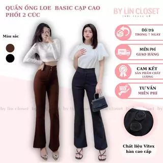 Quần tây ống loe lưng cao nữ cạp cao 2 cúc vải tuyết mưa công sở