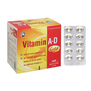 Viên uống Vitamin A-D Gold PV (Hộp 100 viên) Hỗ trợ giảm nguy cơ khô mắt, quáng gà và còi xương do thiếu vitamin A-D