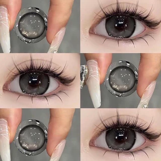 [1 cặp kính áp tròng] Gray viền đen by Wichylens dia 14.5mm giãn to baby tặng kèm khay gương mini dụng cụ