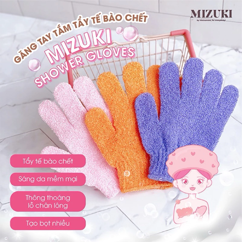 Găng Tay Tắm Tẩy Tế Bào Chết Mizuki Shower Gloves