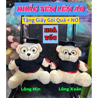 [TẶNG TÚI GÓI QUÀ+NƠ] 40cm GẤU BÔNG TỐT NGHIỆP,GẤU CỬ NHÂN ĐEO KÍNH CAO CẤP-KHẮC TÊN LÊN ÁO