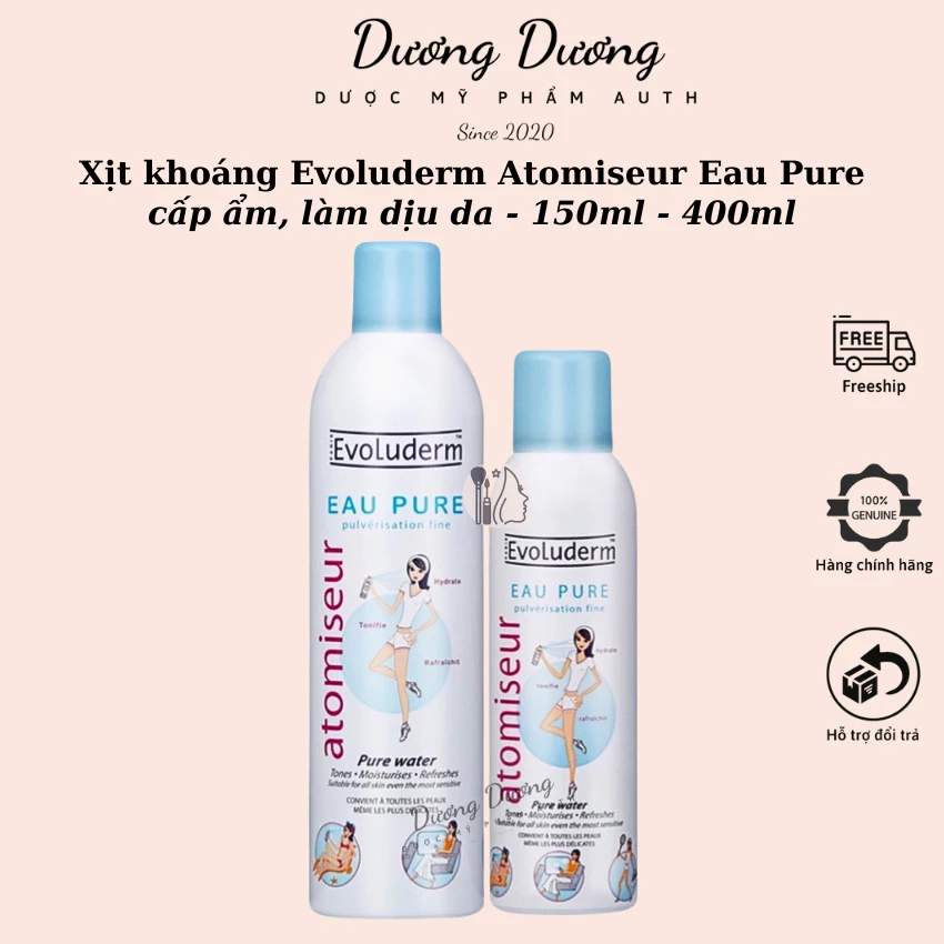 Xịt khoáng Evoluderm Atomiseur Eau Pure cấp ẩm, làm dịu da 150ml - 400ml