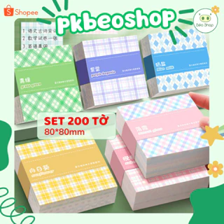 Set 200 tờ 10 màu giấy note Pkbeoshop giấy nhớ kẻ caro nhiều màu bacsic dùng ghi chú trang trí sổ tập , gấp hạc N08