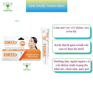 GEL Bôi Mờ Sẹo SCARX [Tuýp 15G] Chiết Xuất Hành Tây Đỏ Nhập Khẩu Tây Ban Nha - Làm Mờ Các Vết Thâm, Sẹo Trên Da