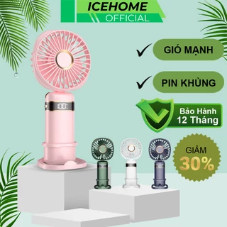 Quạt mini cầm tay tích điện icehome icaros SH08 chân đế để bàn 5 tốc độ gió mạnh pin 10.000 mAh