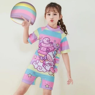 Bikini bé gái Kem Kids họa tiết ngựa vằn xanh cho bé đi biển. bộ bơi liền thân 10-36kg