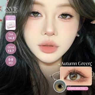 Lens 14.2 0-8 Độ ENVIE Kính Contact Lens Đeo Mắt Dãn To Tròn Áp Tròng Không Cận Loạn Màu Xanh Autumn Green 14.2 14.5