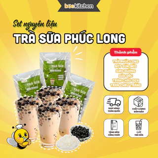 Set nguyên liệu tự làm Trà sữa Phúc Long full topping Nhà Bee - thành phẩm 5-6 cốc thơm ngon