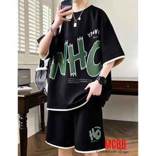 Mcbb 49-71kg 100% cotton bộ quần áo nam áo thun nam quần đùi short bộ cộc tay nam set đồ nam áo phông thời trang bé trai