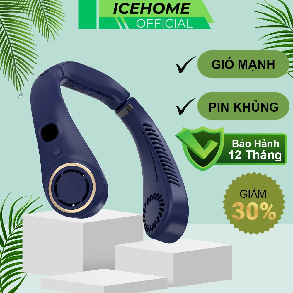 Quạt đeo cổ mini nhỏ gọn tiện lợi icehome icaros SH21 dung lượng pin lớn 3 chế độ gió mát