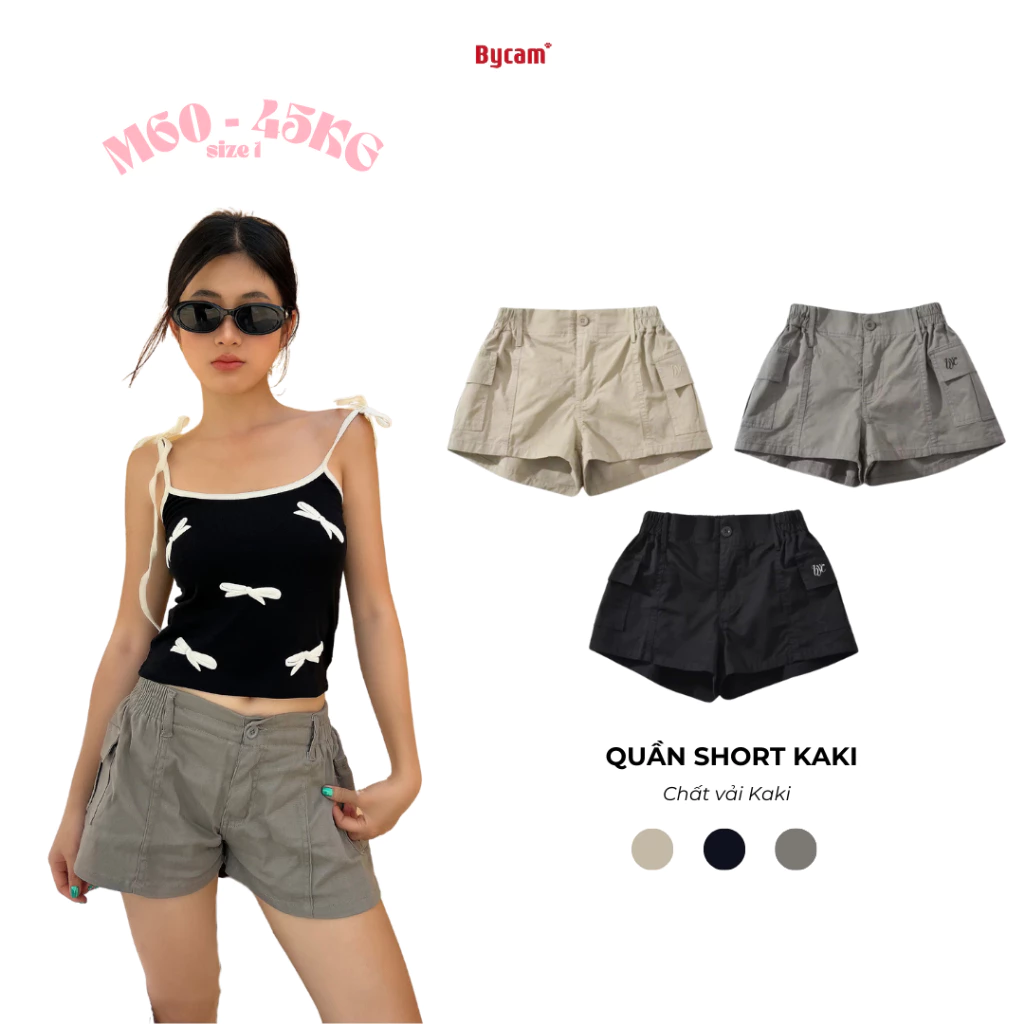 Quần SHORT KAKI Túi Hộp Dáng Ngắn Phong Cách Retro 𝘽𝙮𝘾𝙖𝙢𝙘𝙖𝙢