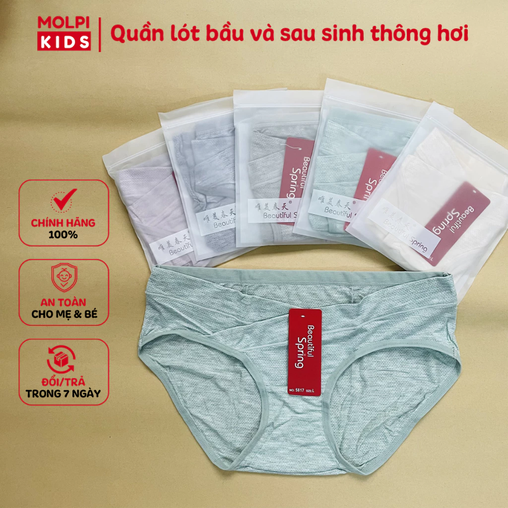 Quần lót bầu/Quần lót sau sinh thông hơi cho mẹ, chất liệu cotton mềm mát, cạp chéo tiện lợi, size tới 75kg