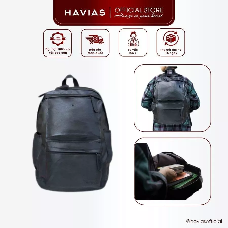 SEC HAVIAS balo chống trộm da bò Nappa thật cao cấp 100%
