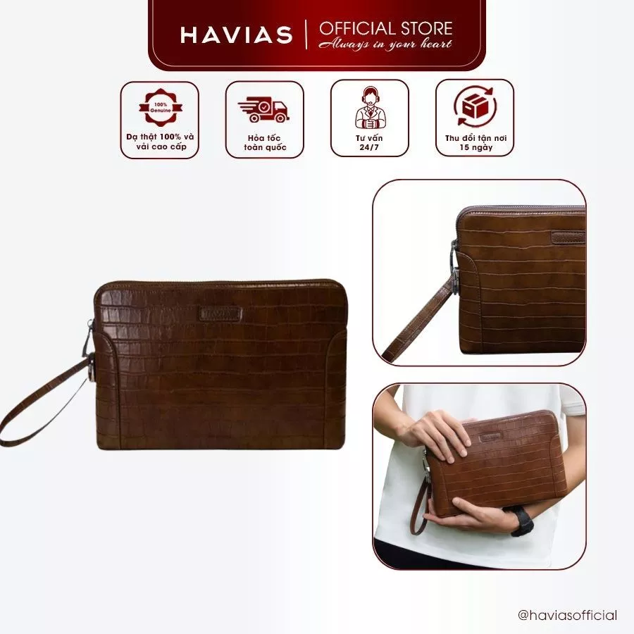 Clutch khóa mã số da bò vân cá sấu LOUIS