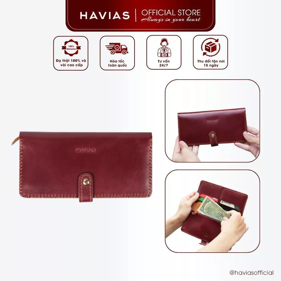 Ví Da Dài HAVIAS thủ công da bò Veg thượng hạng HORIZON