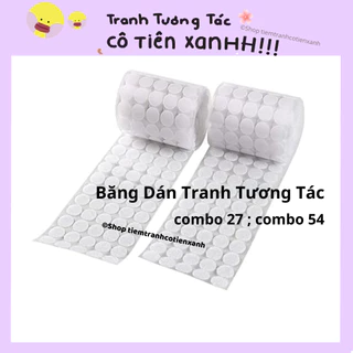 Com bo Miếng dán tranh tương tác cô tiên xanh băng dính gai velcro tròn trắng, nhám