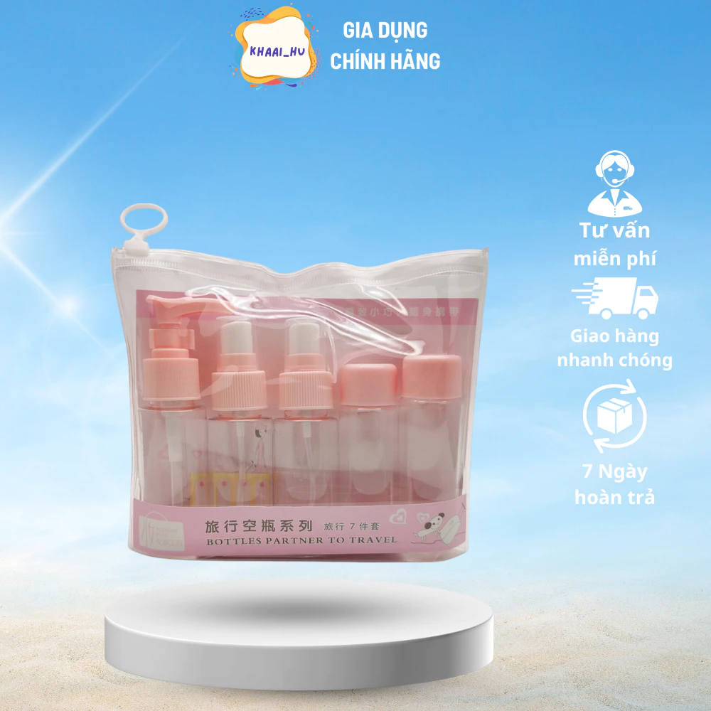 Bộ Chiết Mỹ Phẩm Du Lịch 7 Món, Nhỏ Gọn, Tiện Lợi, Mang Đi Du Lịch An Toàn Cho Sức Khoẻ ( didooglt )