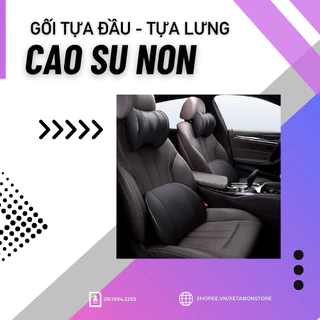 Combo gối tựa đầu và tựa lưng bằng da lõi cao su non cao cấp ngồi ghế ô tô, lựa lưng văn phòng, bàn làm việc