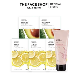 (Quà tặng) 5 Mặt Nạ THE FACE SHOP Real Nature 20g & Sữa Rửa Mặt 100ml